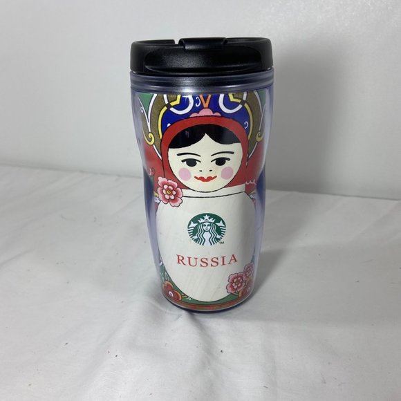 2004 Starbucks Russia Travel Tumbler & Lid Matryoshka Nesting Doll 8oz